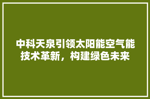 中科天泉引领太阳能空气能技术革新，构建绿色未来 家电维修