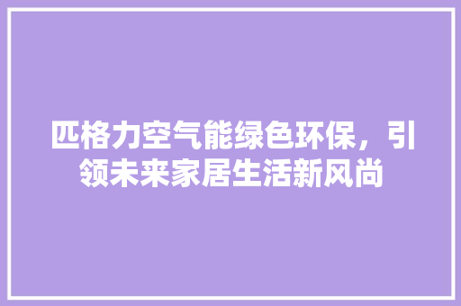 匹格力空气能绿色环保，引领未来家居生活新风尚