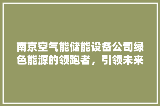 南京空气能储能设备公司绿色能源的领跑者，引领未来能源发展新潮流 家电维修