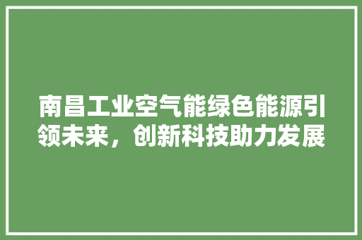 南昌工业空气能绿色能源引领未来，创新科技助力发展
