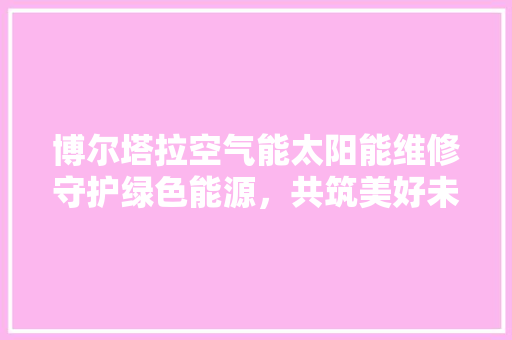 博尔塔拉空气能太阳能维修守护绿色能源，共筑美好未来 汽车维修