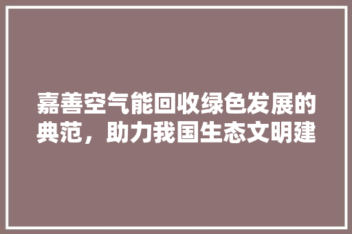 嘉善空气能回收绿色发展的典范，助力我国生态文明建设 综合便民