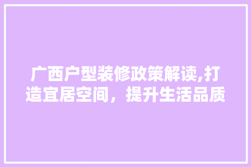 广西户型装修政策解读,打造宜居空间，提升生活品质 广西户型装修政策解读,打造宜居空间，提升生活品质 厨房维修