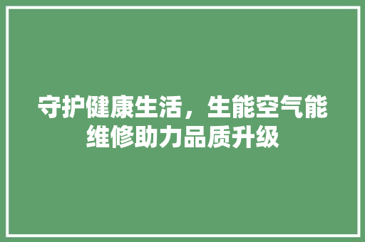 守护健康生活，生能空气能维修助力品质升级 汽车维修