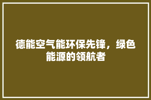 德能空气能环保先锋，绿色能源的领航者