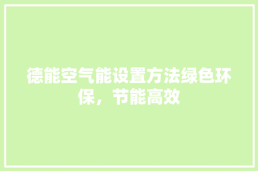 德能空气能设置方法绿色环保，节能高效 家电维修