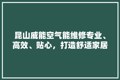昆山威能空气能维修专业、高效、贴心，打造舒适家居环境 厨房维修