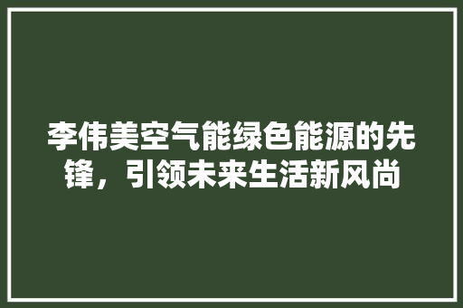 李伟美空气能绿色能源的先锋，引领未来生活新风尚