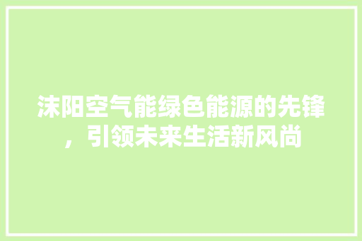 沫阳空气能绿色能源的先锋，引领未来生活新风尚