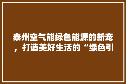 泰州空气能绿色能源的新宠，打造美好生活的“绿色引擎” 综合便民