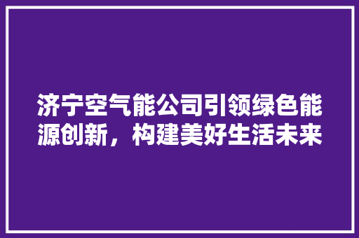 济宁空气能公司引领绿色能源创新，构建美好生活未来 厨房维修