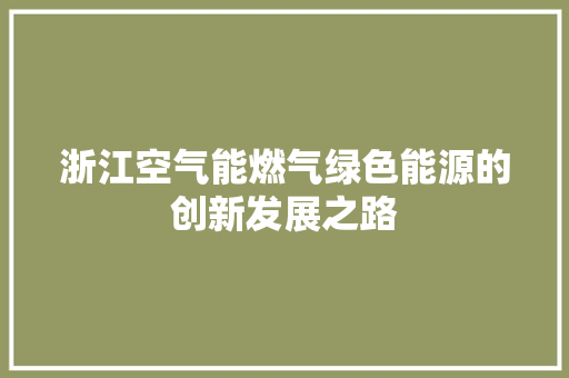 浙江空气能燃气绿色能源的创新发展之路 综合便民