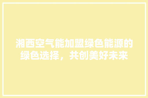 湘西空气能加盟绿色能源的绿色选择，共创美好未来 汽车维修