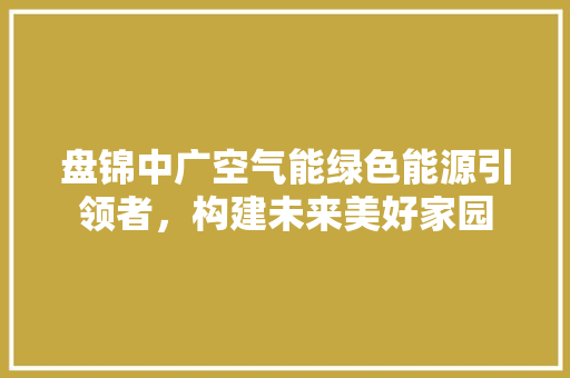 盘锦中广空气能绿色能源引领者，构建未来美好家园 综合便民