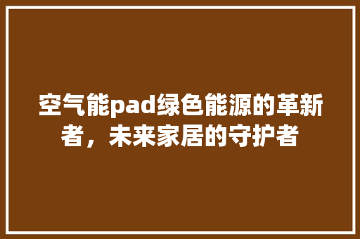 空气能pad绿色能源的革新者，未来家居的守护者
