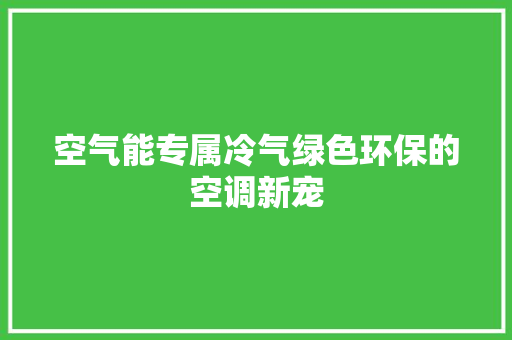 空气能专属冷气绿色环保的空调新宠