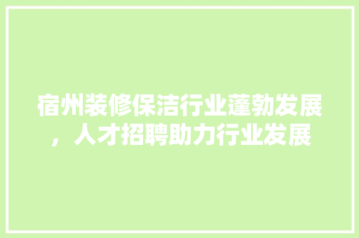 宿州装修保洁行业蓬勃发展，人才招聘助力行业发展 宿州装修保洁行业蓬勃发展，人才招聘助力行业发展 汽车维修