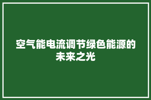 空气能电流调节绿色能源的未来之光 综合便民