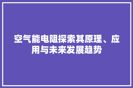 空气能电阻探索其原理、应用与未来发展趋势 厨房维修