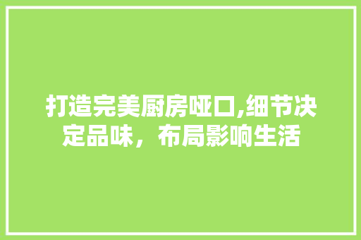 打造完美厨房哑口,细节决定品味，布局影响生活 打造完美厨房哑口,细节决定品味，布局影响生活 家电维修