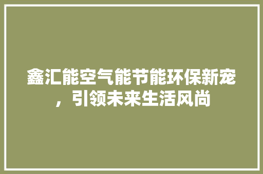 鑫汇能空气能节能环保新宠，引领未来生活风尚