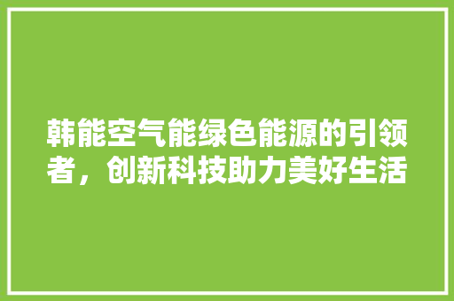 韩能空气能绿色能源的引领者，创新科技助力美好生活