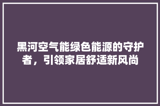 黑河空气能绿色能源的守护者，引领家居舒适新风尚