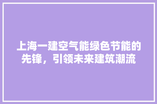 上海一建空气能绿色节能的先锋，引领未来建筑潮流