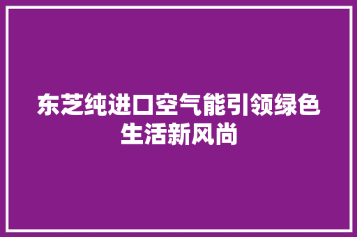 东芝纯进口空气能引领绿色生活新风尚