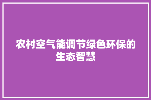 农村空气能调节绿色环保的生态智慧 墙体维修