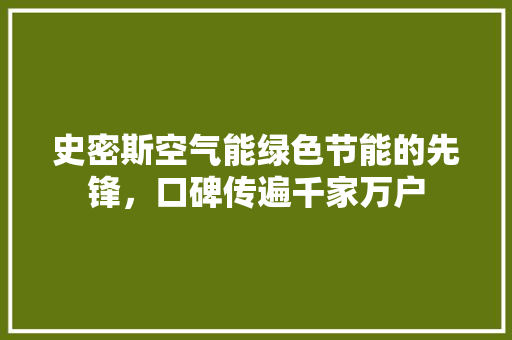 史密斯空气能绿色节能的先锋，口碑传遍千家万户 厨房维修