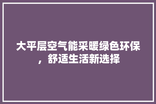 大平层空气能采暖绿色环保，舒适生活新选择