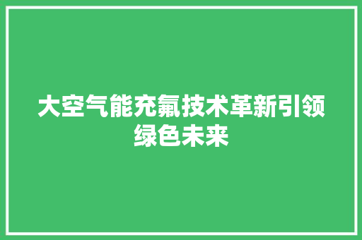 大空气能充氟技术革新引领绿色未来