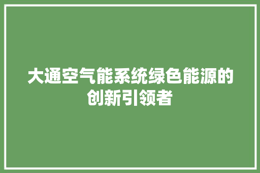 大通空气能系统绿色能源的创新引领者