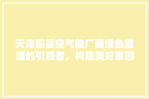 天津蓟县空气能厂商绿色能源的引领者，构建美好家园的践行者