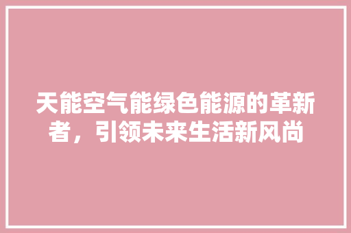 天能空气能绿色能源的革新者，引领未来生活新风尚