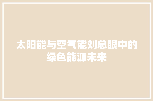 太阳能与空气能刘总眼中的绿色能源未来