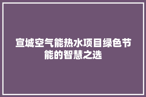 宣城空气能热水项目绿色节能的智慧之选