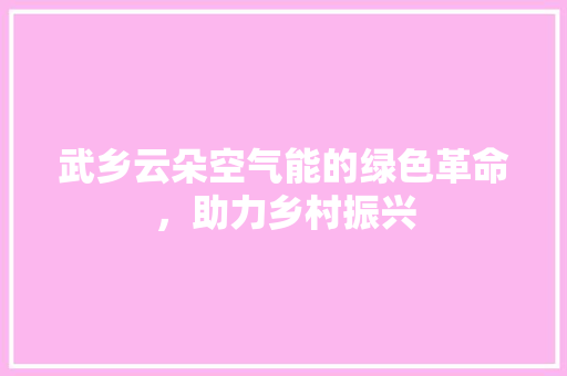 武乡云朵空气能的绿色革命，助力乡村振兴