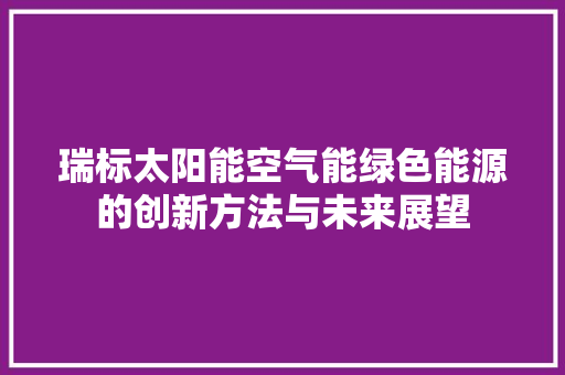 瑞标太阳能空气能绿色能源的创新方法与未来展望 墙体维修