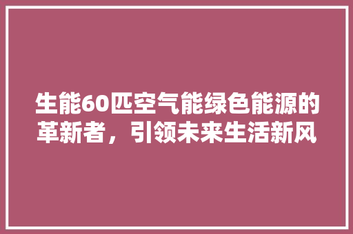 生能60匹空气能绿色能源的革新者，引领未来生活新风尚 墙体维修