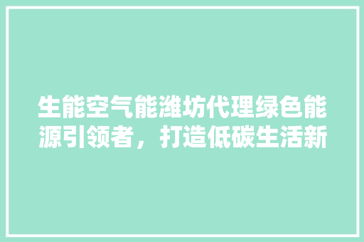 生能空气能潍坊代理绿色能源引领者，打造低碳生活新风尚 综合便民