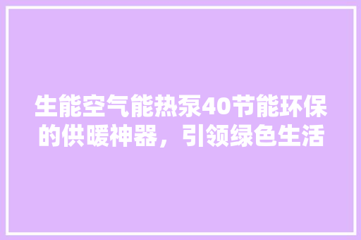 生能空气能热泵40节能环保的供暖神器，引领绿色生活新潮流 墙体维修