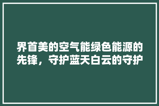 界首美的空气能绿色能源的先锋，守护蓝天白云的守护者