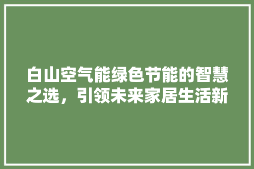白山空气能绿色节能的智慧之选，引领未来家居生活新风尚 墙体维修