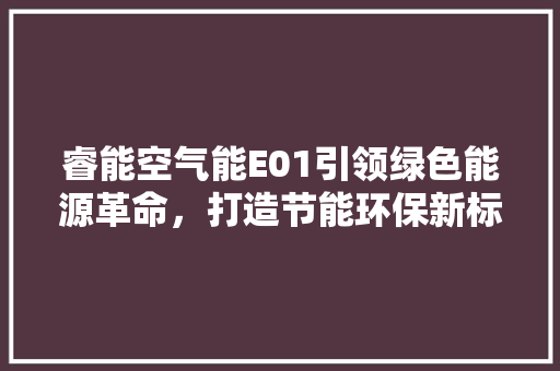 睿能空气能E01引领绿色能源革命，打造节能环保新标杆