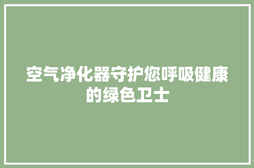 空气净化器守护您呼吸健康的绿色卫士 厨房维修