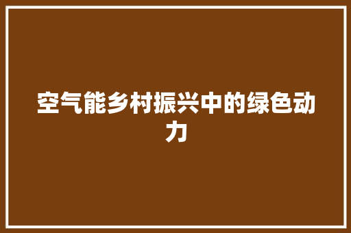 空气能乡村振兴中的绿色动力 厨房维修