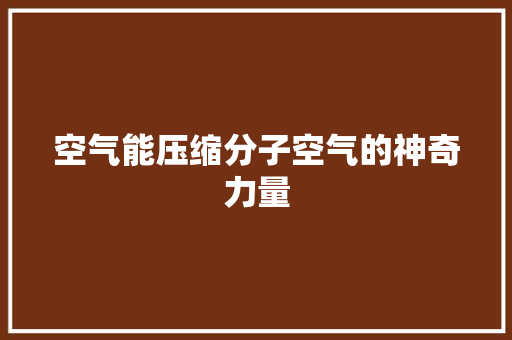 空气能压缩分子空气的神奇力量