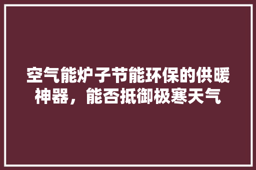 空气能炉子节能环保的供暖神器，能否抵御极寒天气